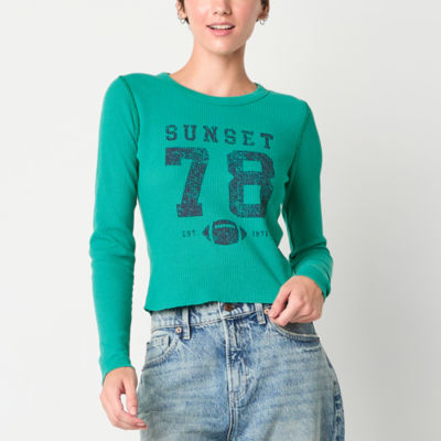 Arizona Juniors Womens Crew Neck Long Sleeve Graphic T-Shirt