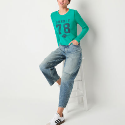 Arizona Juniors Womens Crew Neck Long Sleeve Graphic T-Shirt