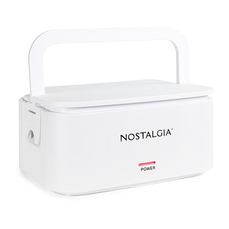 Nostalgia 32oz Portable Heated Lunchbox Slow Cooker, One Size, White