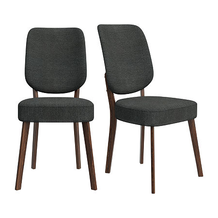 Breuer Mid-Century Modern Armless Dining Chairs In Linen -Set Of 2, One Size, Black