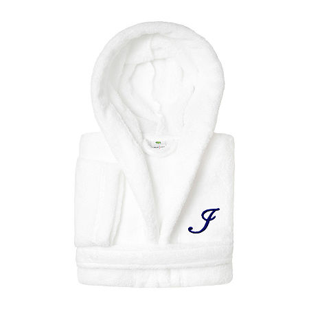 Linum Home Textiles Personalized Kids Bathrobe Unisex Long Sleeve Long Length Robe, Medium, White