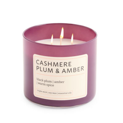 Distant Lands Cashmere Plum And Amber 3-Wick Scented Jar Candle