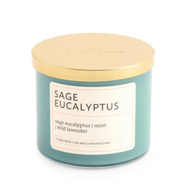 Distant Lands 14oz Sage Eucalyptus 3-Wick Scented Jar Candle