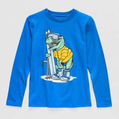 Thereabouts Little & Big Kid Boys Crew Neck Long Sleeve Regular Fit Graphic T-Shirt