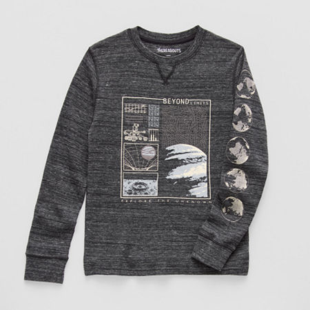 Thereabouts Little & Big Kid Boys Crew Neck Long Sleeve Regular Fit Thermal Top In Black