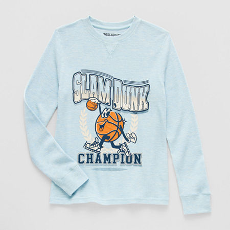 Thereabouts Little & Big Kid Boys Crew Neck Long Sleeve Regular Fit Thermal Top In Blue