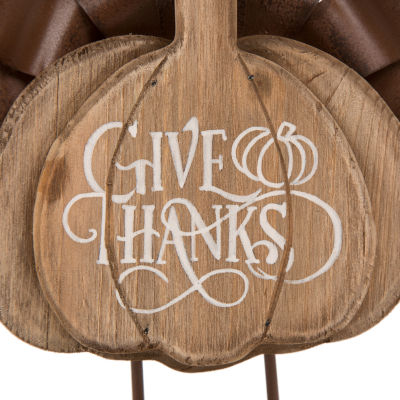 Glitzhome Wooden Metal Turkey Thanksgiving Tabletop Decor