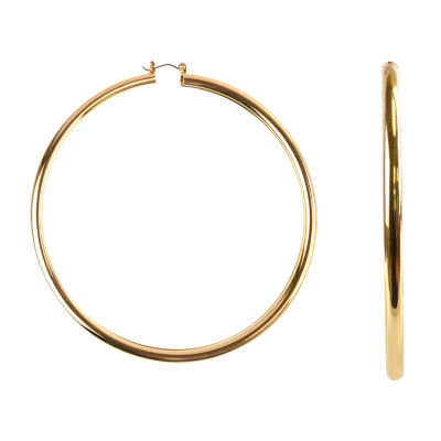 Bold Elements Gold Tone Smooth Tube Hoop Earrings