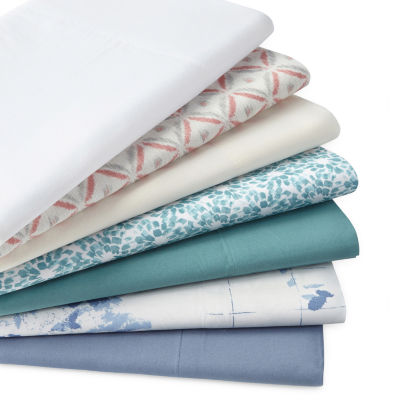 JCPenney Home™ 300tc 100% Cotton Percale Ultra Soft Solid and Print Sheet Sets