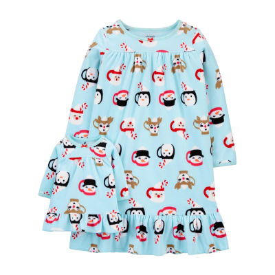 Carter's Christmas Toddler Girls Round Neck Long Sleeve Nightgown