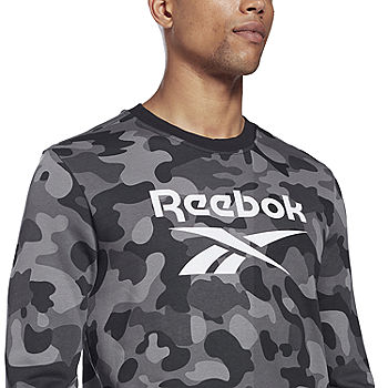Reebok Mens Round Neck Long Sleeve Sweatshirt, Color: Black JCPenney