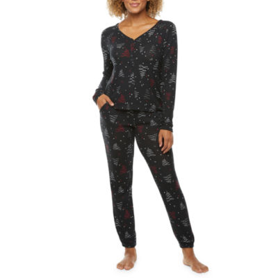 Ambrielle Womens VNeck Long Sleeve 2pc. Pant Pajama Set
