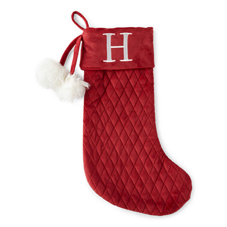 North Pole Trading Co. Red Quilted Velvet Monogram Christmas Stocking Collection, One Size , Red