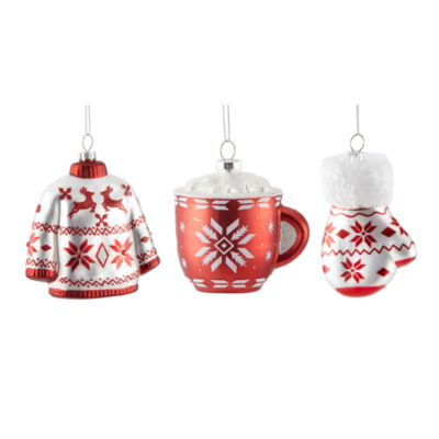 North Pole Trading Co. Apres Ski Fairaisle Sweater & Mug & Mitten 3-pc. Christmas Ornament Set
