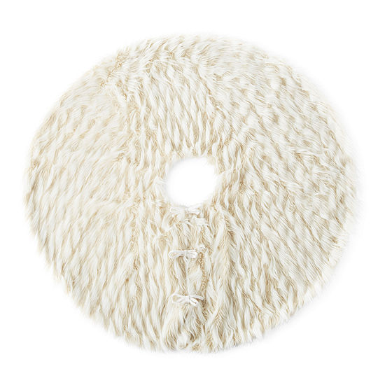 North Pole Trading Co. White Faux Fur Indoor Tree Skirt