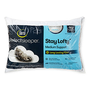 Serta PerfectSleeper Stay Lofty Firm Support Pillow | White | One Size | Bed Pillows Pillows | Antimicrobial|Stain Resistant | Back to College | Dorm
