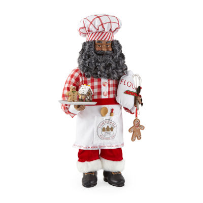 North Pole Trading Co. 18in Baker African American Santa Figurine