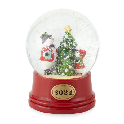 North Pole Trading Co. Snowmen With Christmas Tree Snow Globe