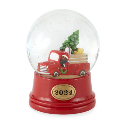 North Pole Trading Co. Holiday Red Truck African American Christmas Snow Globe