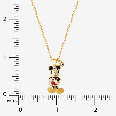 Disney Classics Crystal 18K Gold Over Brass 18 Inch Cable Mickey Mouse Pendant Necklace