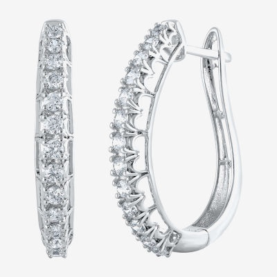 Womens 1 CT. T.W. Natural White Diamond 14K Gold 24.9mm Hoop Earrings