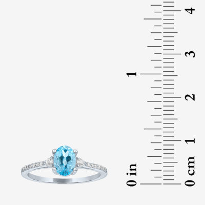 Yes, Please! Womens Genuine Blue Topaz Sterling Silver Oval Cocktail Ring