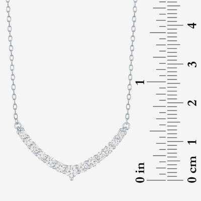Yes, Please! Womens Lab Created White Sapphire Sterling Silver 18 Inch Pendant Necklace