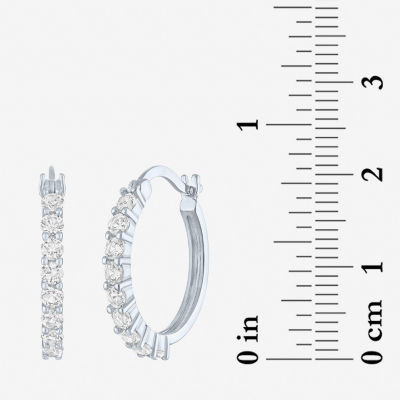 YES PLEASE! Lab Created White Sapphire 20mm Hoop Earrings in Sterling Silver