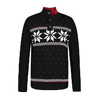 IZOD Little & Big Boys High Neck Long Sleeve Pullover Sweater, Large (14-16), Black
