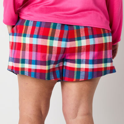 Sleep Chic Womens Plus Flannel Pajama Shorts