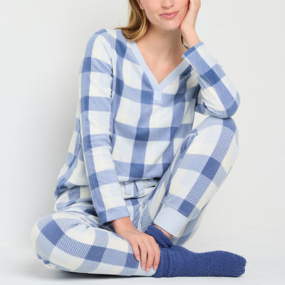 Jaclyn Womens V-Neck Long Sleeve 3-pc. Pant Pajama Set