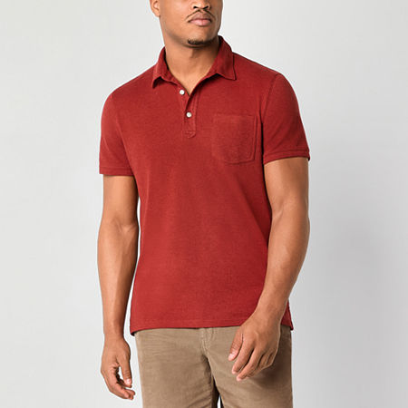 Mutual Weave Mens Regular Fit Short Sleeve Pocket Polo Shirt, Xx-large, Red