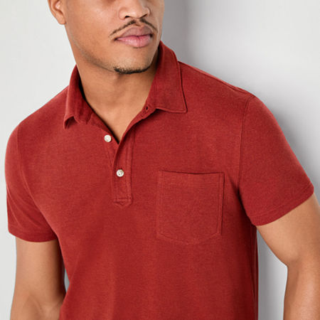 Mutual Weave Mens Regular Fit Short Sleeve Pocket Polo Shirt, Xx-large, Red