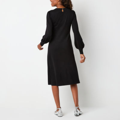 Liz Claiborne Womens Embellished Long Sleeve Sweater Dress