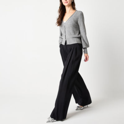 Worthington Womens V Neck Long Sleeve Button Cardigan