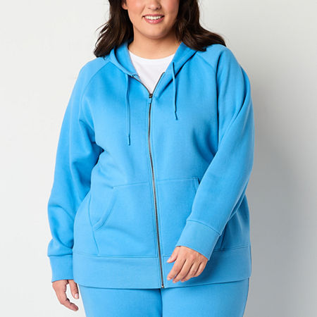 Xersion Plus Womens Super Soft Fleece Long Sleeve Hoodie, 1x, Blue