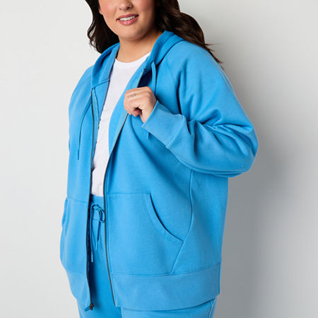 Xersion Plus Womens Super Soft Fleece Long Sleeve Hoodie, 1x, Blue