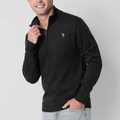 U.S. Polo Assn. Flatback Mens Mock Neck Long Sleeve Quarter-Zip Pullover