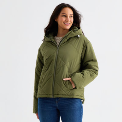 a.n.a Womens Hooded Midweight Puffer Jacket