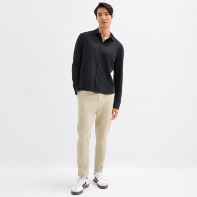 Stylus Mens Long Sleeve Knit Button-Down Shirt