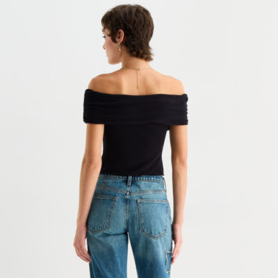 Arizona Womens Juniors Sleeveless Off The Shoulder Top