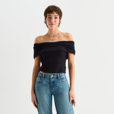 Arizona Womens Juniors Sleeveless Off The Shoulder Top