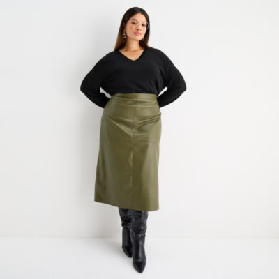 Worthington Plus Womens V Neck Long Sleeve Pullover Sweater