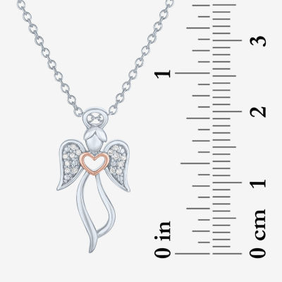 Diamond Accent "Angel" Womens Diamond Accent Natural White Diamond Sterling Silver Angel 18 Inch Pendant Necklace