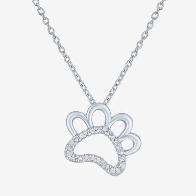 "Fur Mama" Womens Diamond Accent Natural White Diamond Sterling Silver 18 Inch Pendant Necklace