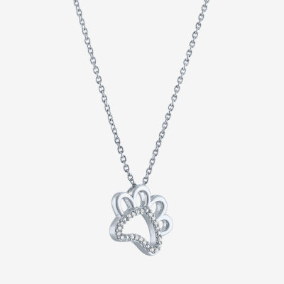 "Fur Mama" Womens Diamond Accent Natural White Diamond Sterling Silver 18 Inch Pendant Necklace