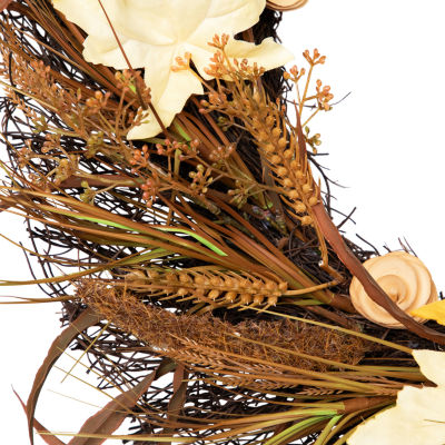 Northlight 24" Cattail And Wheat Twig Wreath