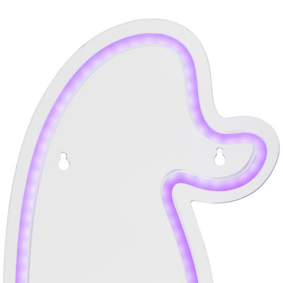 15'' Purple LED Lighted Neon Style Witch Hat Halloween Window Silhouette