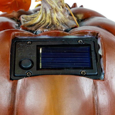 Northlight "8"" Lighted Solar Powered Floral Fall Harvest Pumpkin Outdoor Decoration" Thanksgiving Yard Art