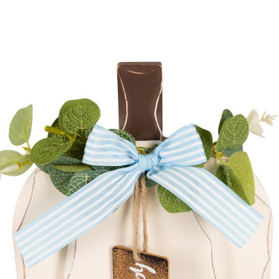 Northlight 9" Beige Happy Fall Wooden Pumpkin Harvest Thanksgiving Tabletop Decor